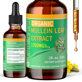 Mosslly Mosslly 1700mg Mullein Drops for Lungs, Organic Mullein Leaf Extract for Lungs Cleanse, Mullein Supplement Tincture Drops for Immune & Respiratory Support, Non-GMO & Vegan, 2 Fl Oz (1)