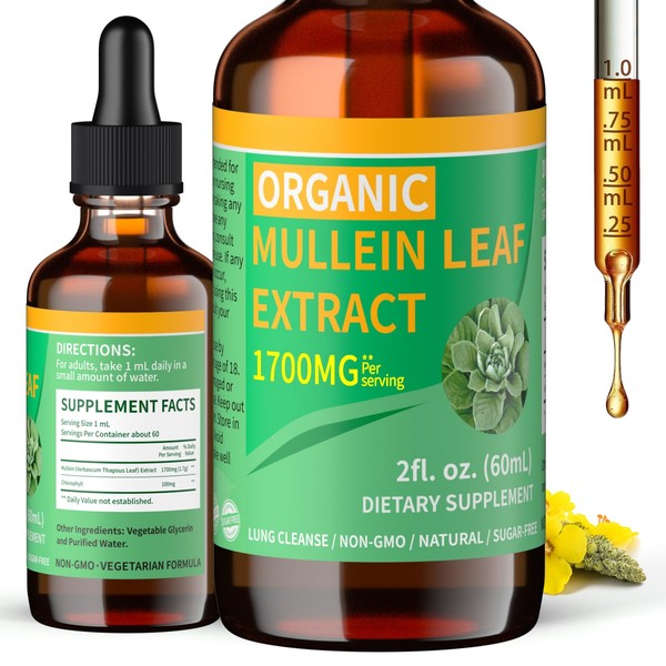 Mosslly Mosslly 1700mg Mullein Drops for Lungs, Organic Mullein Leaf