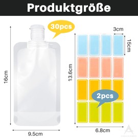 ANNASAMDO 30 Stück Reiseflaschen Set, 100ml Nachfüllbare Leere Quetschbeutel Reise Kosmetik Behälter, Reise Behälter zum Befüllen, Travel Bottles Reisebehälter für Shampoo, Duschgel, Creme