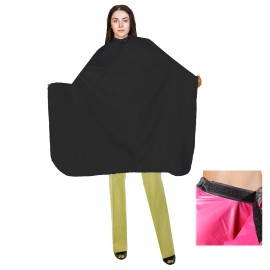 Lustre Waterproof Shampoo Cape w Closure, 36"x54" Unisex Nylon Hair Treatment, Cutting - Black