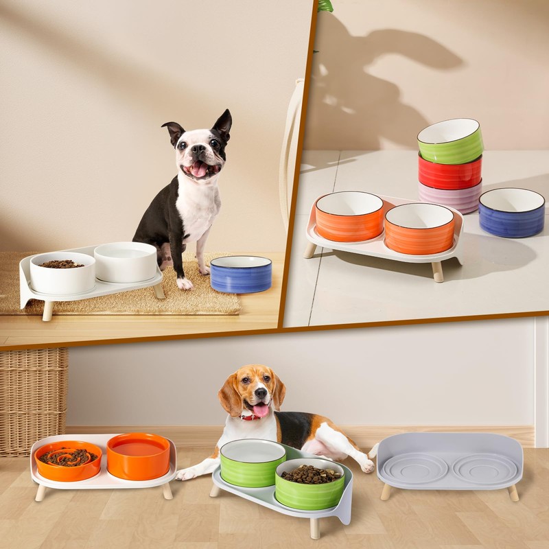 Raised Dog Feeder Bowl Stand - Elevated Dining Table for