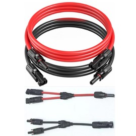 2pcs 10FT 10AWG Solar Extension Cable with Female and Male Connector，with Extra 2pcs mc4 y connectors Adaptor Kit for Home, Ship and RV Solar Panels，Waterproof Solar ExtensionCable Kit .
