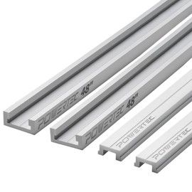 POWERTEC 48" Miter T Track w/T-Bar for Table Saw, Router Table, Band Saw, Works with 3/4” x 3/8” Miter T Slot, Miter Gauge, T Track Accessories for Woodworking and Sliding Jigs, 2 Set (71156-P2V)