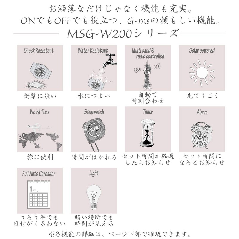 Casio MSG-W200 Series Baby G-MS Radio Solar Wristwatch, pink gold,