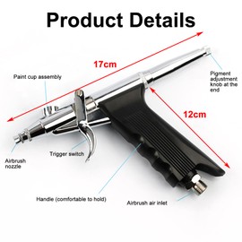 Airbrush Kit 0.3mm Air Brush Painting Set Dual Action Airbrush Kit with 7cc &30ml & 40ml Plastic Paint Cup Airbrush Spray Tool Set for Tattoo, Makeup, Nail, Model