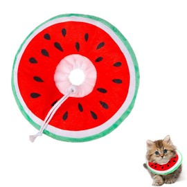 Jagowa 1 Piece Cute Fruit Cat Collars Animal Protection Collars Adjustable Anti-Licking for Small Animals Recovering from Surgery or Wounds (Watermelon)