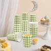 120Pcs Sage Green and White Gingham Paper Cups - 9oz