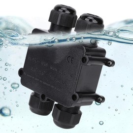 Waterproof IP68 External Junction Box, 4-Way H Type Electrical Junction Box Joint Outer Size Approx 112.54 x 93.3 x 35.3mm