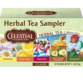 Celestial Seasonings Herbal Tea, Tea Sampler, 18 Count (Pack of 6)