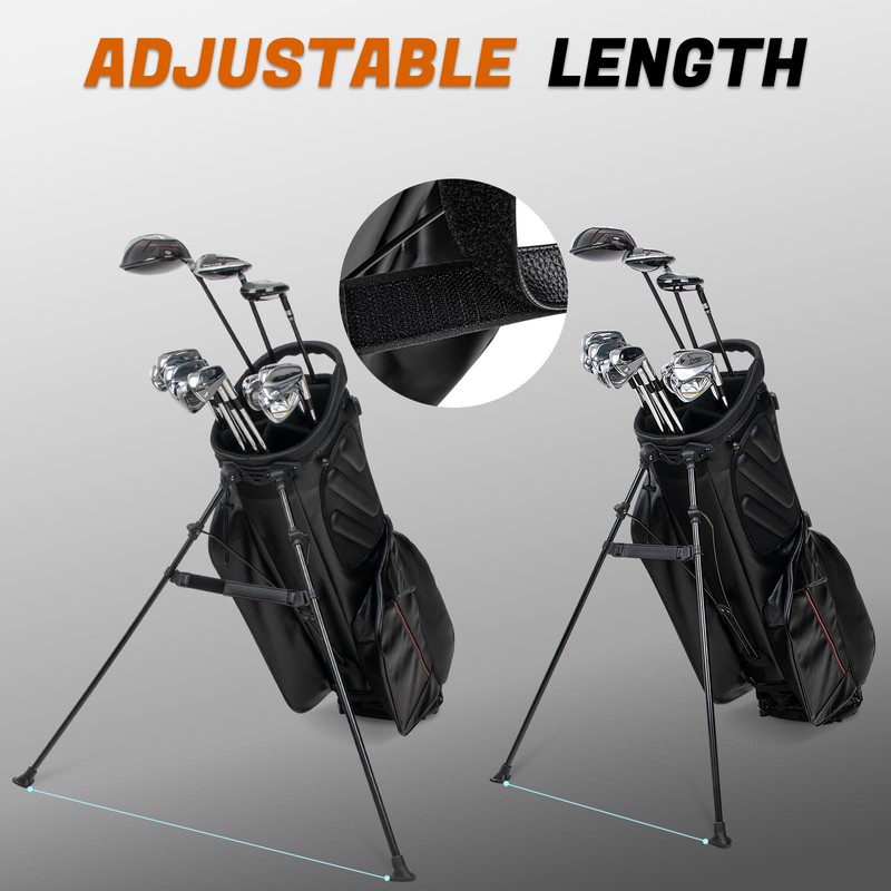 Golf Stand Bag Leg Tether Strap Adjustable Black PU Leather