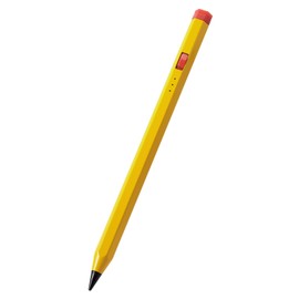 Elecom P-TPACAPEN01YL Stylus Pen, For iPads, Pencil-shaped, Hexagonal Axis, Palm Rejection, Magnetic Adsorption, Tilt Detection, USB-C Charging, No Pairing Required, Pencil Shape Easy to Hold for