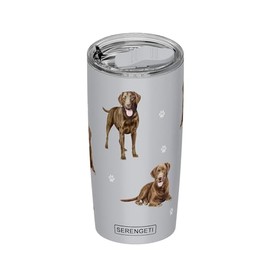 SERENGETI Chocolate Labrador 20 Oz. Stainless Steel, Vacuum Insulated Tumbler with Spill Proof Lid - 3D Print - Insulated Travel mug for Hot or Cold Drinks (Labrador Chocolate Tumbler)