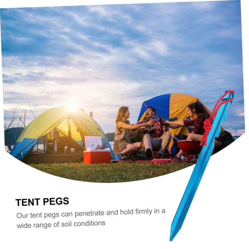 Kisangel 10pcs Adjustable Tent Stakes Tent Pegs for Camping Lightweight