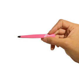 BEXXIA Slanted Eyebrow Tweezers, Pink, Professional Precision Hair Removal Tool