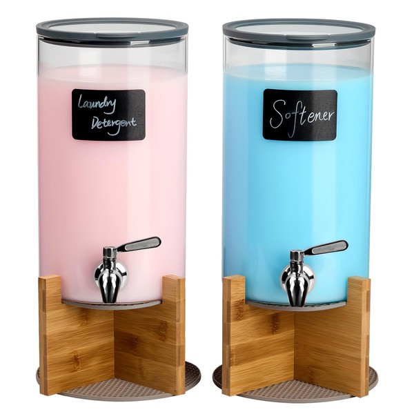 Spreccio Glass Laundry Detergent Dispenser with Holder,2pcs 1.1Gallon Laundry Liquid