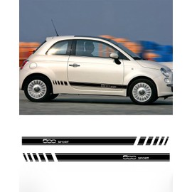 Car Sticker Decorative Stripes, Side Stripes Sticker Set for Fiat Abarth 500 595 (Black)