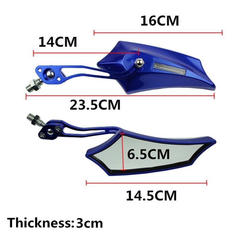 ESUPPORT Blue Universal Motorcycle Motorbike Bike 8mm 10mm Rear View