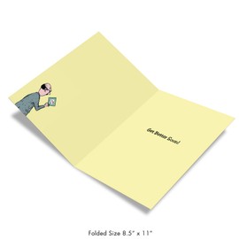 NobleWorks - Big Get Well Soon Card Funny (8.5 x 11 Inch) - Cartoon Feel Better Notecard, Humor Greeting - Get Well J9745