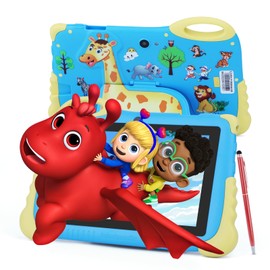 C idea Kids Tablet for 3-7, 7" Android 13 Tablet for Kids, 4GB+32GB(512GB TF), Parental Control, Eye Protection Screen, 1024x600 Resolution Toddler Tablets with iWawa Pre-Installed for Boy Girl -Blue