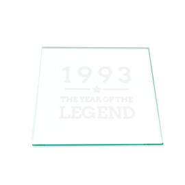 Engraved Glass Coaster - "1993 Year of The Legend" Design - 30th Birthday Gifts for Men Him - Glass Tablemat