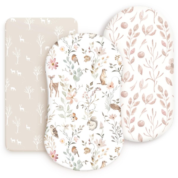 GRSSDER Stretchy Ultra Soft Fitted Bassinet Sheets 3 Pack, Universal