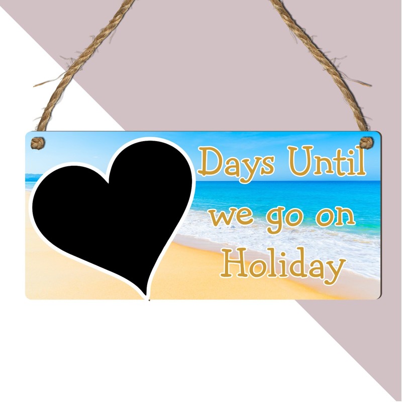 Days Until We Go on Holiday" Countdown Plaque | Beach-Themed