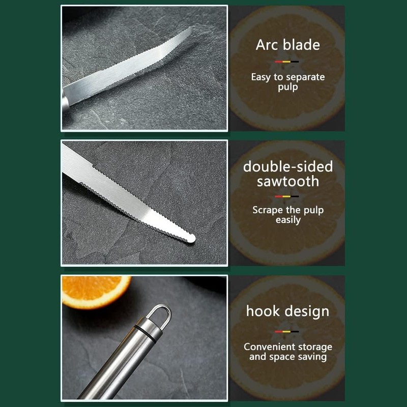 Stainless Steel Grapefruit Knife - Curved Serrated Bread for Kitchen