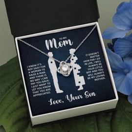 Mothers day gifts from daughter, Mom and son necklace, Birthday gift, Mother birthday gift from daughter, Best mom ever presents, Stainless Steel, Cubic Zirconia (Standard Box, Little Boy Blue)