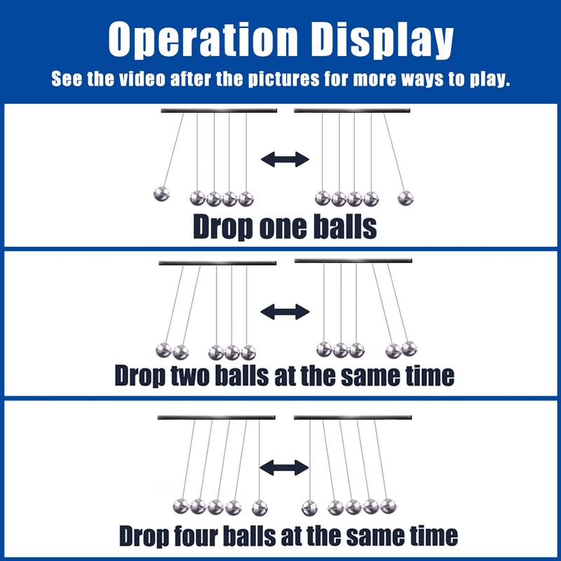 Newtons Cradle Balance Balls, Swinging Balls with Black Base, Fun