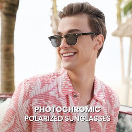 Cyxus P1152i64 Dimming Sunglasses, Women's, Men's, Polarized Sunglasses, UV Protection, Ultra Lightweight, Salmon Frame, For Fishing, Driving, Climbing, Sports, Fashionable, gray