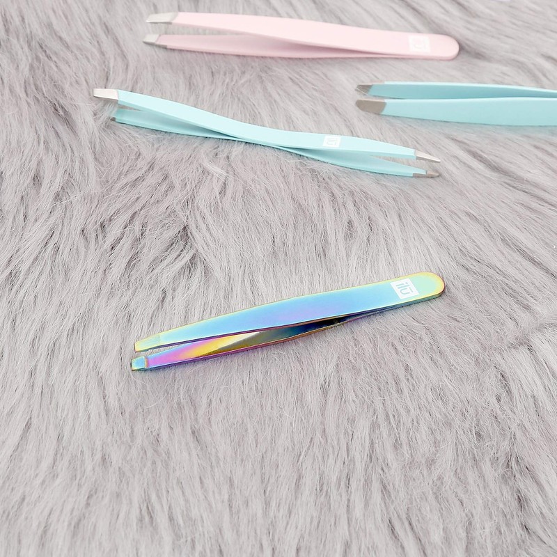 T4B ILU Professional Eyebrow Tweezers Stainless Steel 1pc (Rainbow)