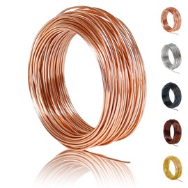 POPOYU 50mAluminium Wire Champagne,Thin Wire.for Crafts,Craft Wire 1mm,Aluminum Craft Wire,Weaving Aluminum Wire Anodized Aluminum.Wire,Bendy CraftWire for CraftingWire Soft DIY Metal Craft ArtWire