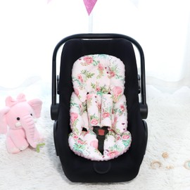Man Fai Sky Infant Car Seat Insert, Car Seat Head Support Baby with 2 Strap Covers, Ultra-Soft Newborn carseat Insert, Perfect for Car Seat, Stroller, Swing, Flower
