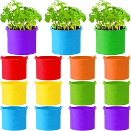 Ziliny Multicolor Plant Grow Bags Large Grow Bags Fabric Planter Thickened Non Woven Fabric Pots with Handles for Indoor Outdoor Garden Planting Seeds Flower, 6 Colors(12 Pcs,5 Gallon)