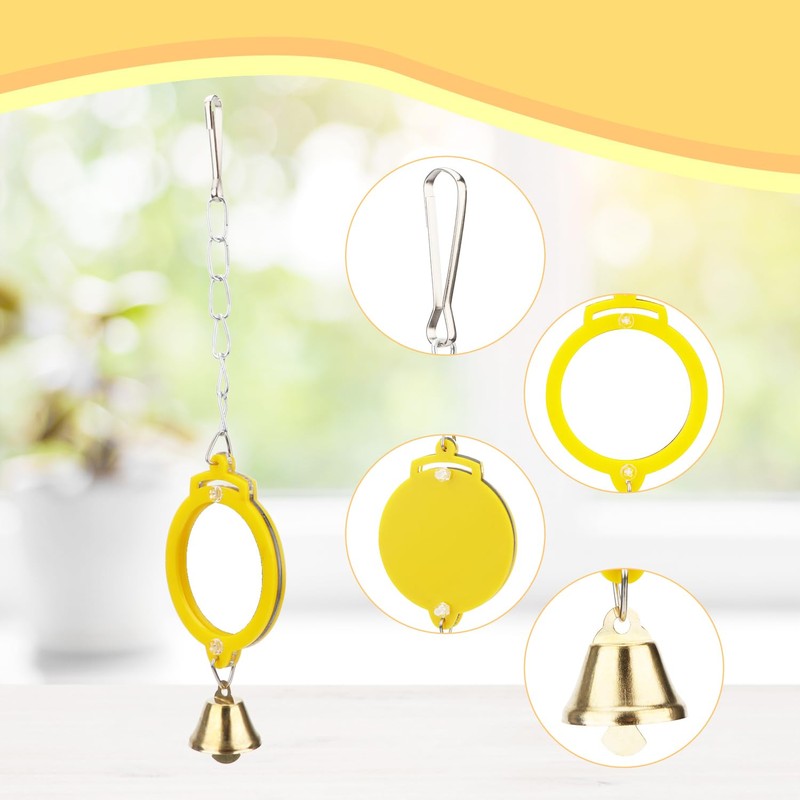Pet Bird Mirror with Bell Interactive Treat Puzzle Parrot Toy