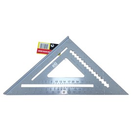 Rafter Square Metric 12 inch, 12" Aluminium Carpenters Roofing Square, Metric Woodwork Square, Triangle Ruler Protractor Anodised Aluminium