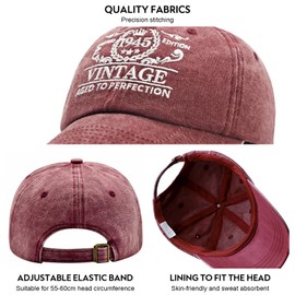80th Birthday Gifts for Women, Happy 80th Birthday Decorations Women Men, 80 Year Old Man Gift Ideas, Vintage 1945 Birthday Baseball Caps, Adjustable Washed Cotton Hats for Wife Mom Grandma Friend