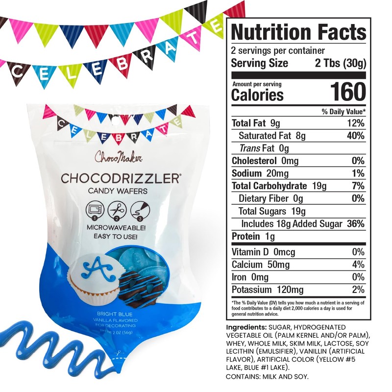 Chocodrizzler Candy Wafers Microwaveable Pouch 2 Oz (Bright Blue)