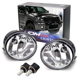 iJDMTOY OEM-Spec Xenon White LED Bulb Fog Light Assemblies Kit, Compatible With 2004-2014 Nissan Titan, 2005-2007 Nissan Armada
