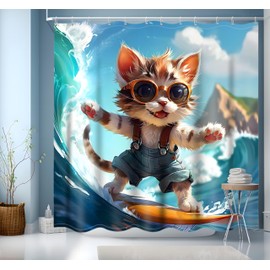 NEJLCTOROUS Shower Curtain 200 x 200 cm, Blue Ocean Waterproof Polyester Fabric Washable Bath Curtain, Washable Polyester Fabric Bath Curtains with Eyelets and 12 Shower Curtain Rings for Bathroom,