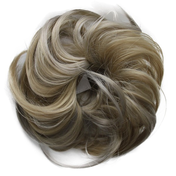 PRETTYSHOP Scrunchie Bun Up Do Hair piece Hair Ribbon Ponytail Extensions Wavy Curly or Messy Various Colors (blonde mix 25H101)
