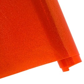 ONEART | Orange Transparent Glitter Vinyl Roll, 0.7 mm Solid Clear PVC Jelly Vinyl Crafts Fabric, 12"×48"