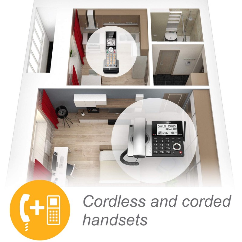 AT&T CL84307 Dect 6.0 Expandable Corded/Cordless Phone with Smart Call