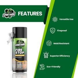 SPRAYMAN Fire Stop Spray Foam - (2x12oz) Orange Fire Block Spray Foam, Fire Rated Polyurethane Spray Foam for Gap Filling, Sealing on Windows & Doors, Walls, Joints & Pipes, Straw Use - 2 Pack