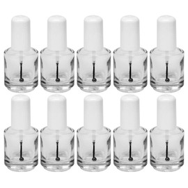 Karlash Premium Empty Polish Bottle Clear + Brush + Mixing ball + White Cap 0.5 Oz - 10 Pieces