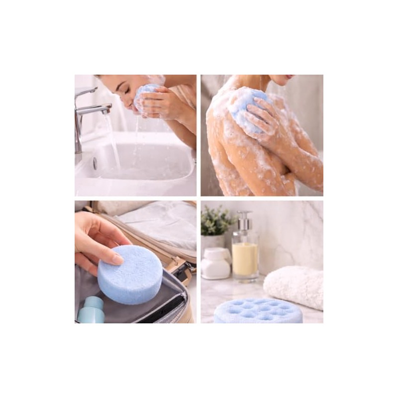 4 Pack Exfoliating Bath Sponges – Double-Sided Body Shower Scrubber