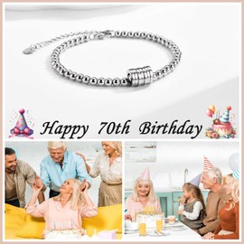 KORAS 70th Birthday Gifts for Women, Birthday Bracelet Gifts for 70 Year Old Women, 70th Birthday Presents for Mum Grandma Friend Sister