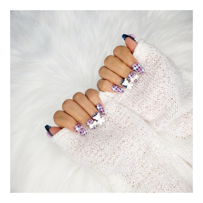 Angora bear handmade nail tips - Oval XL / 앙고라