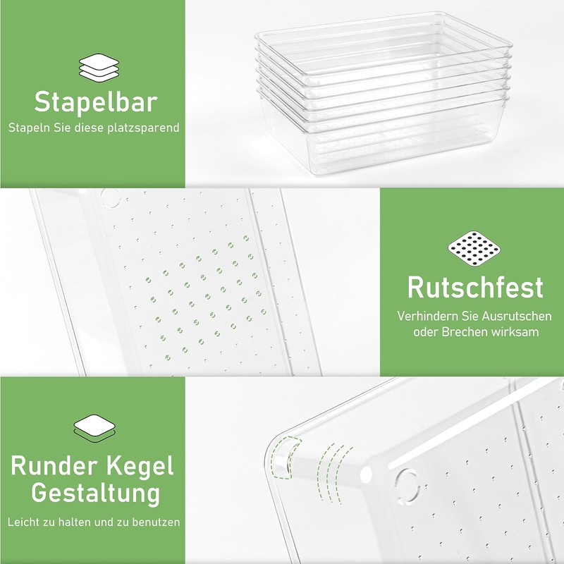6 Pieces Clear Drawer Organiser, Orgeniser Boxes, Dressing Table, Sorting