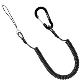 Curl Cord Strap, Coil Strap, Extendable, Carabiner, Smartphone, Phone, Periodically, Fall Prevention, Theft, Loss Prevention (Black, Set of 2)